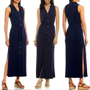 MICHAEL Michael Kors Sleeveless Maxi Shirtdress-Size S/M
